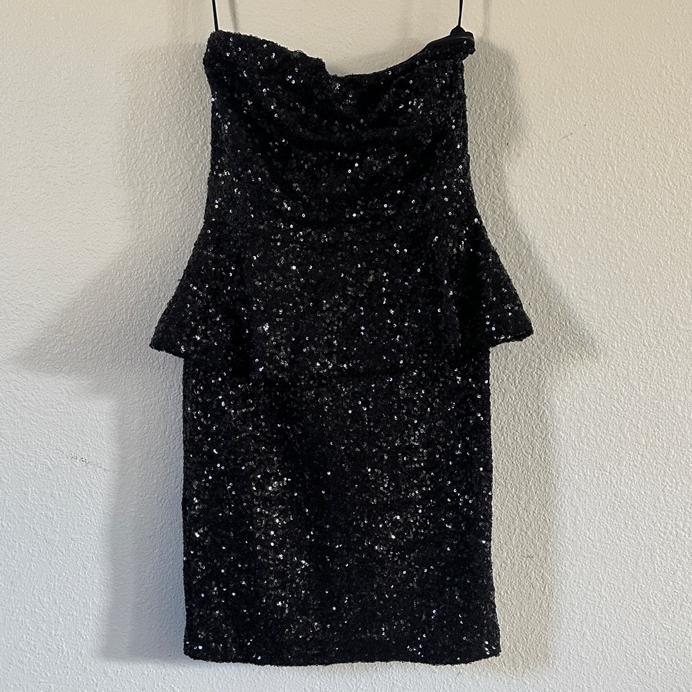 VENUS Black Sequin Mini Dress